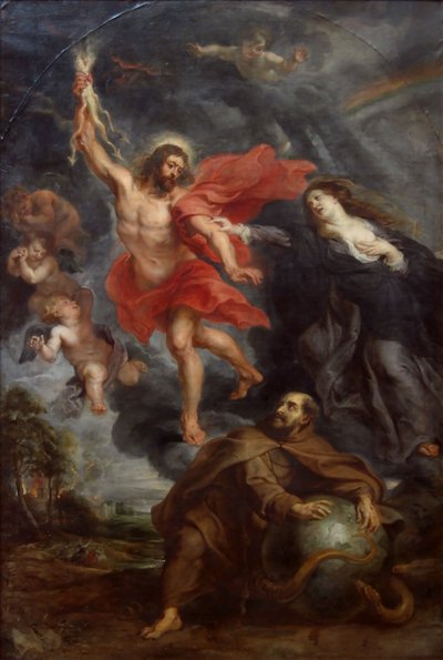 La intercesión de la Virgen y San Francisco deteniendo los rayos divinos de Peter Paul Rubens